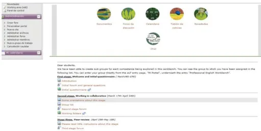 Figure 2. The aLF (Learning Management System) interface. 