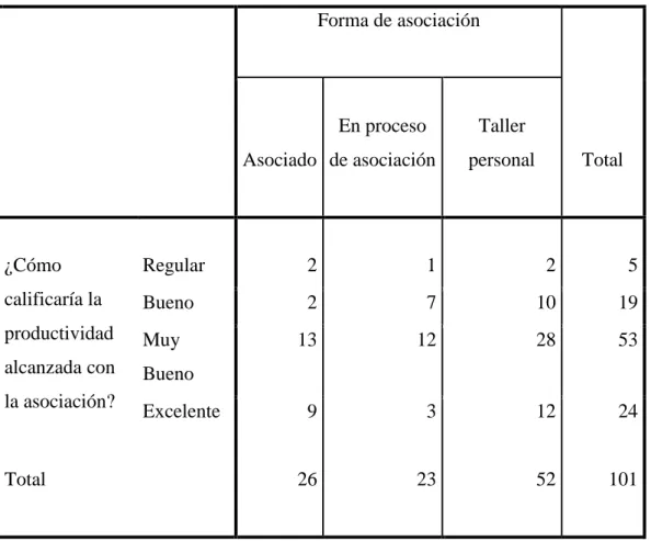 Tabla N° 10 Productividad 