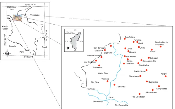 Figure 1 shows the study area and the approximate location of the 28 demand centers simulated  using WEAP.