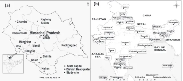 Fig. 1. (a) Location of experimental site, (b) MWR network stations under ISRO-GBP.