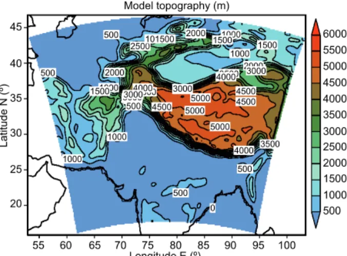 Fig. 1. The RegCM model domain used in the present  study.