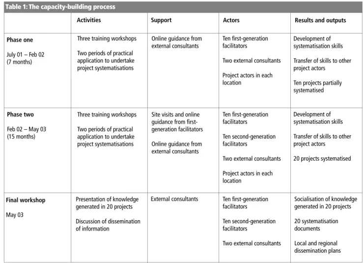 Table 1: The capacity-building process