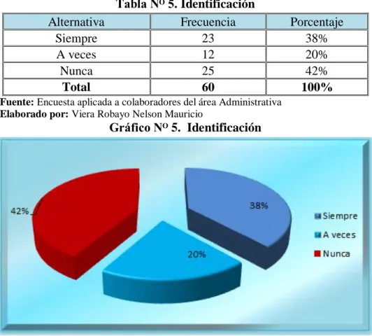 Tabla Nᴼ 5. Identificación 