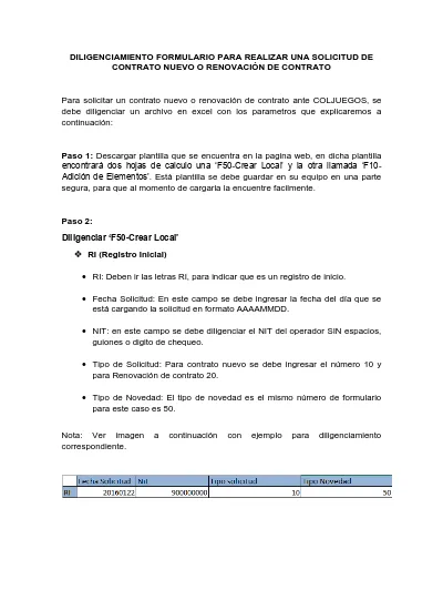 Diligenciamiento Formulario Para Realizar Una Solicitud De Contrato Nuevo O RenovaciÓn De Contrato 