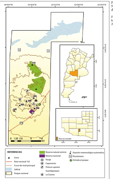 Figura 1. Localización del Parque  Nacional Lihué Calel. Provincia  de La Pampa, Argentina