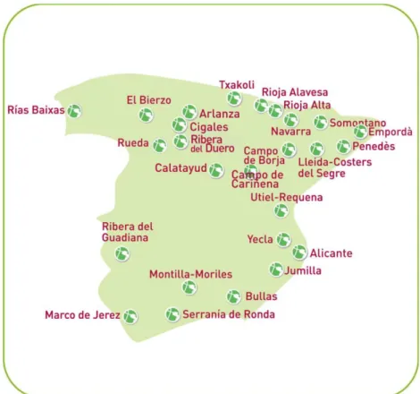 Figura 1.6 Mapa de Rutas del Vino en España 