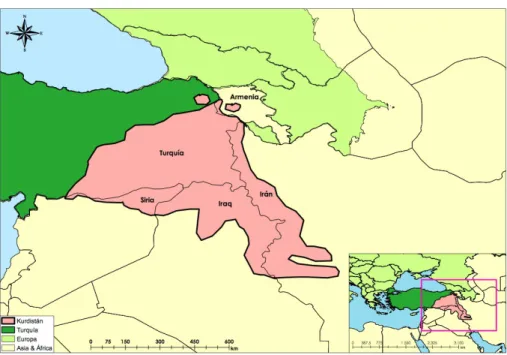 Mapa 5: Territorios que conforman el Kurdistán.