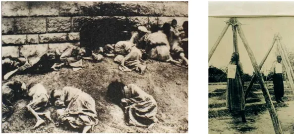 Foto izquierda. Niños armenios masacrados por hambre y sed. Foto de Barton, James B. Foto derecha