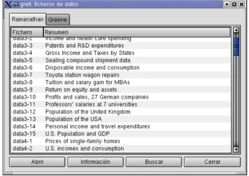 Figura 2-1. Ventana de archivo de datos para ejercicios prácticos