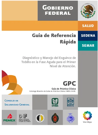 GPC. Guía De Referencia Rápida. Diagnóstico Y Manejo Del Esguince De ...