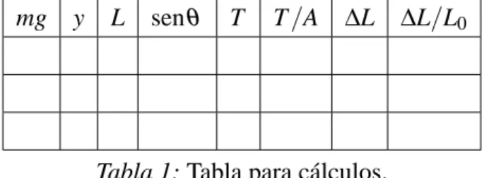 Tabla 1: Tabla para cálculos.