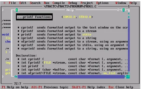 Figura 7.2: Ejemplo de ´ındice de la ayuda de Turbo C. Buscando en la Web