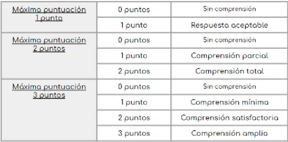 Tabla 5. Puntuación de pruebas liberadas PIRLS 