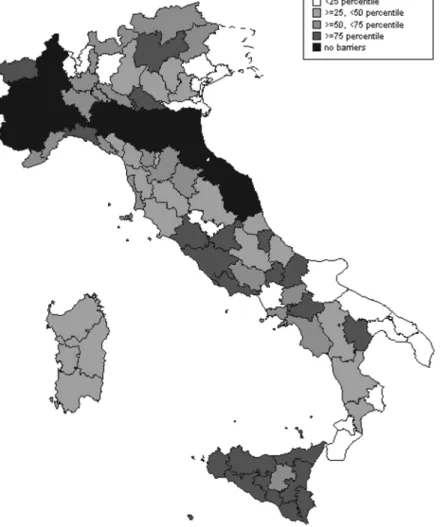 Figura 2. New admissible floor space over population in Italian provinces  Fonte: S CHIVARDI , F., V IVIANO , E