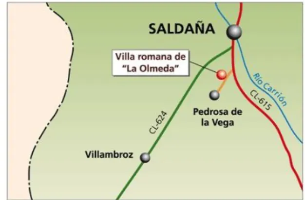 Figura 1: Mapa de la localización de la villa romana La Olmeda 