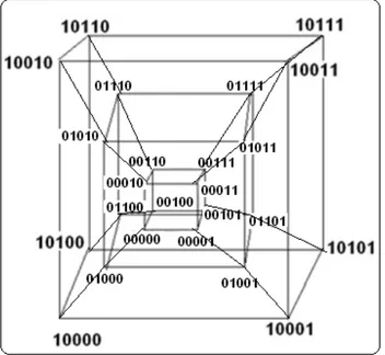 Figura 23. La Representación del hipercubo para cinco bits. 