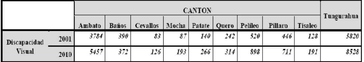 Cuadro N 0 1: Tabla de Contingencia de discapacidad visual 