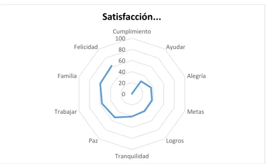 Figura 5. Definidoras y DSC en docentes de la UNAD –Zona sur para representar el estímulo distractor “Satisfacción…” 