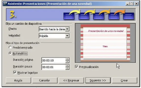 Figura 1.7. Asistente: Presentaciones - Paso 3 