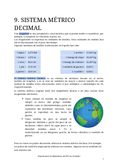 9 Sistema MÉtrico Decimal Recuperación De Matemáticas 1º Eso 9 Sistema MÉtrico Decimal