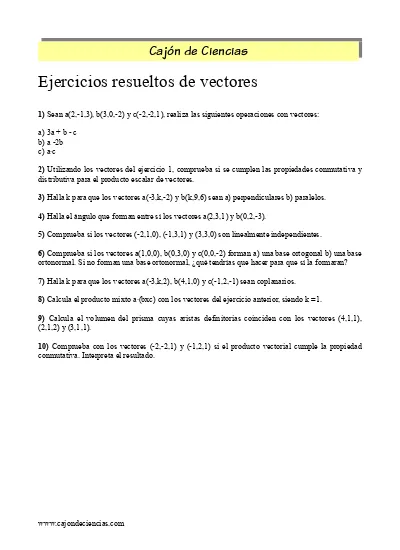 Vectores: Ejercicios Resueltos (para Bachillerato)