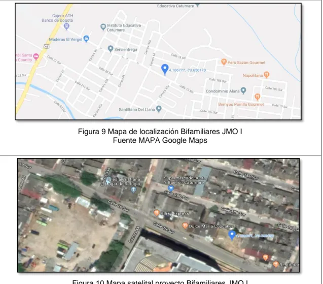 Figura 9 Mapa de localización Bifamiliares JMO I  Fuente MAPA Google Maps 
