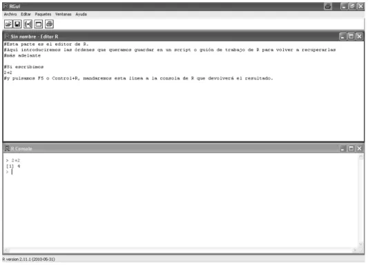 Figura 1.5: Consola y editor de R