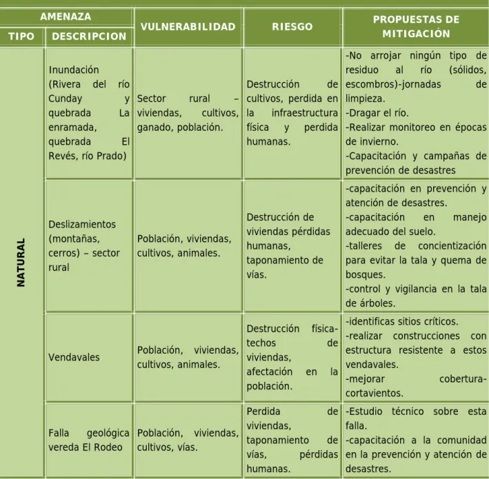 Cuadro  N° 7. Evaluación  Integral  del  Riesgo,  realizada  por  los  participantes  al