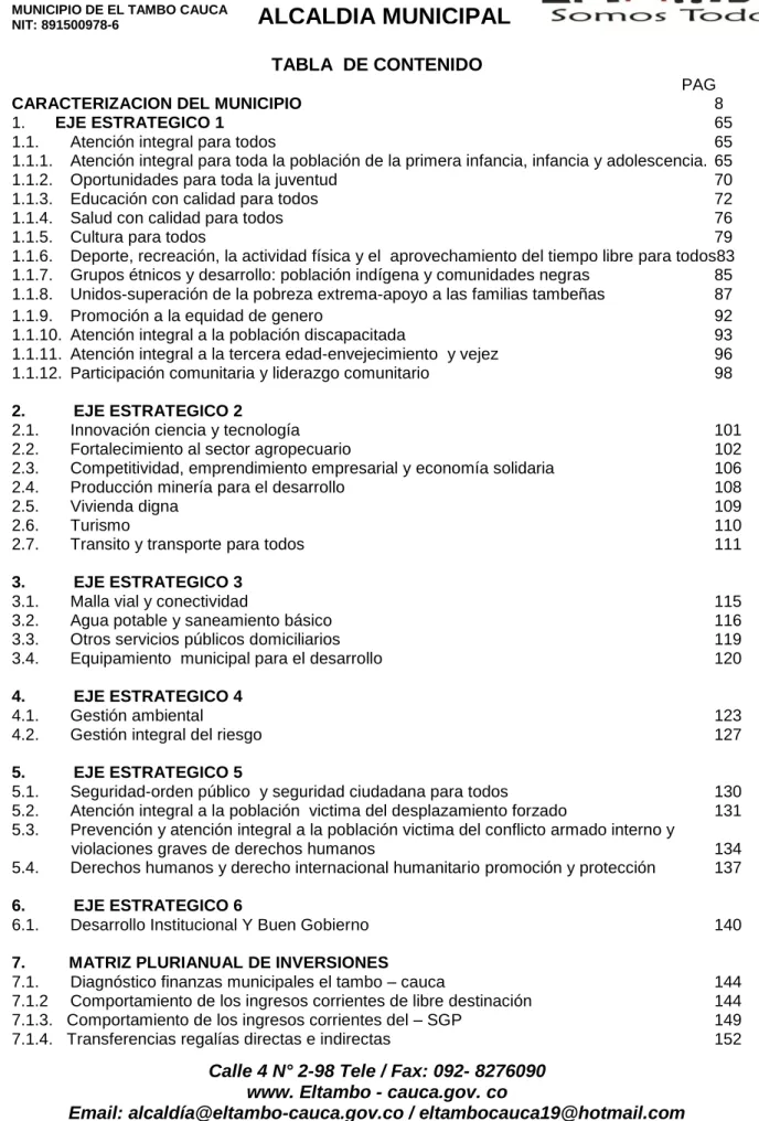 TABLA  DE CONTENIDO 