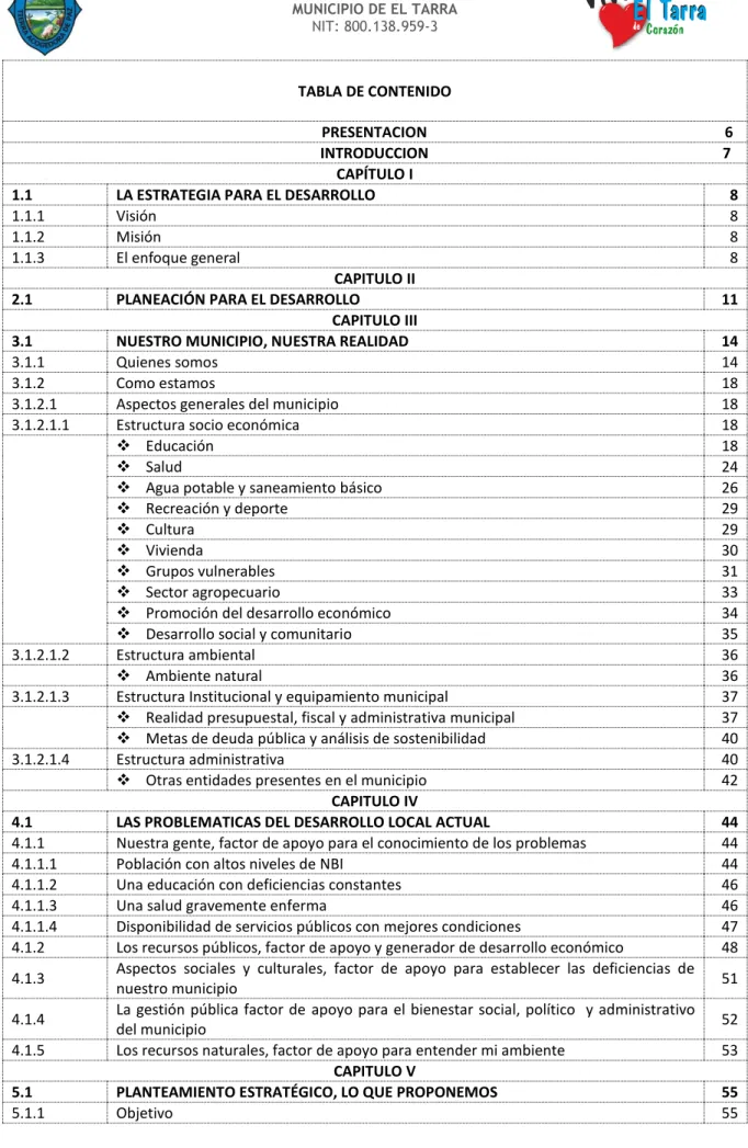 TABLA DE CONTENIDO 