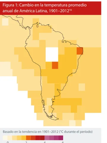 Figura 2: Cambio de la precipitación media anual  en América Latina, 1951–2010 17