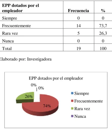 Cuadro N° 16: EPP dotados por el empleador EPP dotados por el 