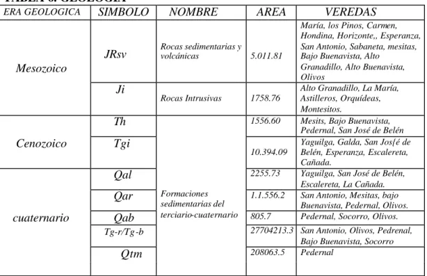 TABLA 6. GEOLOGIA 