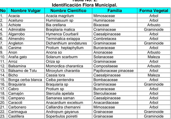 Tabla No. 2. 