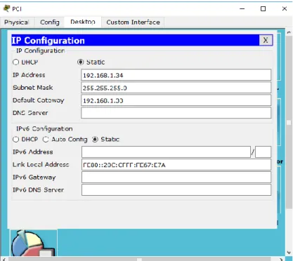 Ilustración 5. Configuración red PC1 