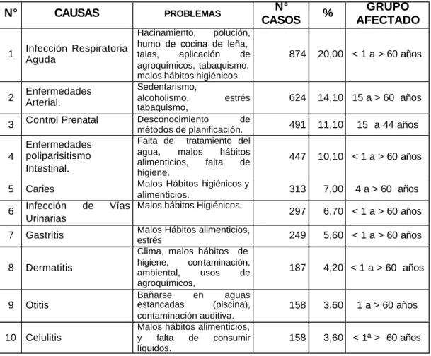 Tabla Nº 9. Causas de Consultas Externa para Todas las Edades. 