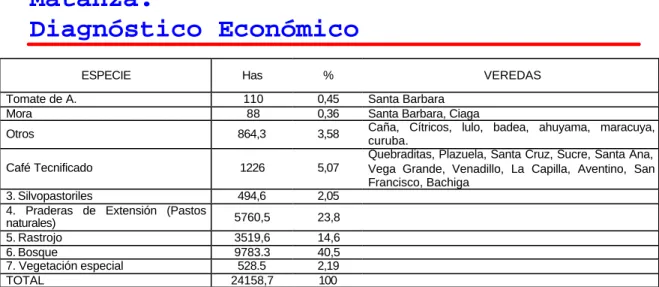 CUADRO No. 3   Volúmenes de Producción en Matanza 