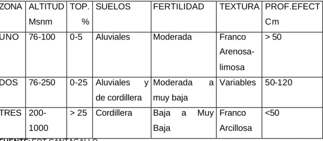 CUADRO 14.  ZONAS REPRESENTATIVAS DE PRODUCCIÓN  