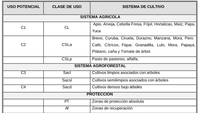 Tabla No. 2.12  USOS DEL SUELO 