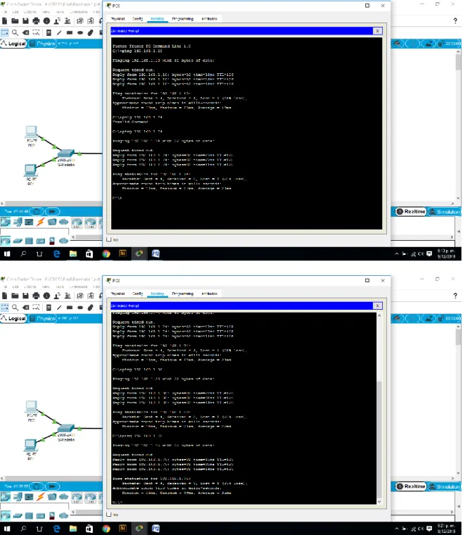 Figura 4. Comprobación Conectividad  entre sí (PC0 al  WS1, PC2, Servidor y PC3) - Exito 