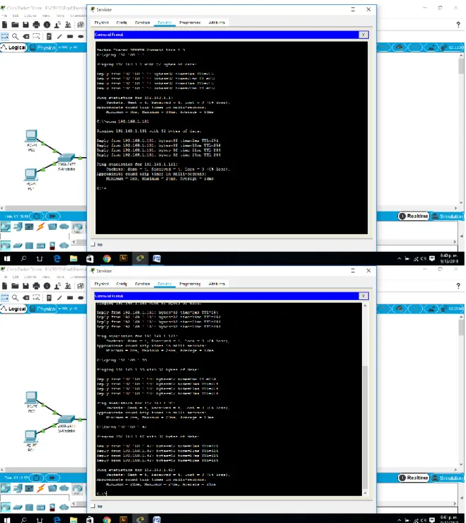 Figura 6. Comprobación Conectividad entre sí  (Servidor al R Bogotá, R Cali, R Medellín y PC0)  Exito 