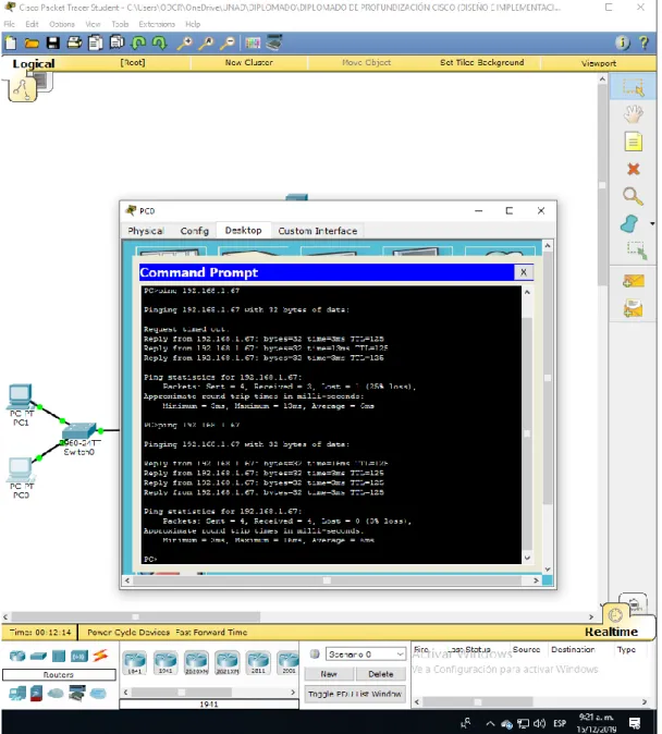 Figura 6.Prueba de Conectividad a PC3.
