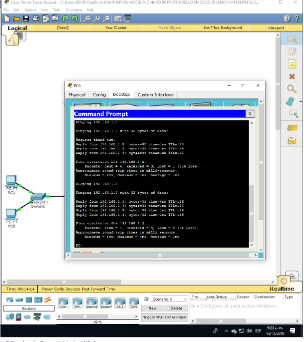 Figura 7.Prueba de Conectividad a WS-1.
