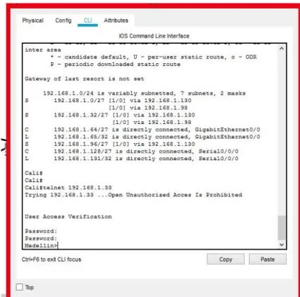Ilustración 6. Prueba conexión TELNET 1. 