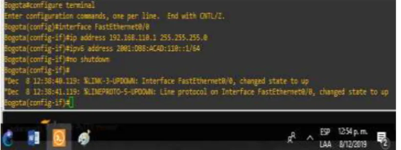 Figura 1. Configuración de interfaces R1  Bogota(config)#interface Serial1/0 