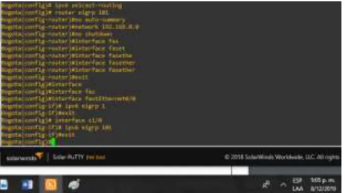 Figura 19. Configuración de eigrp con sistema autónomo R1  R2 