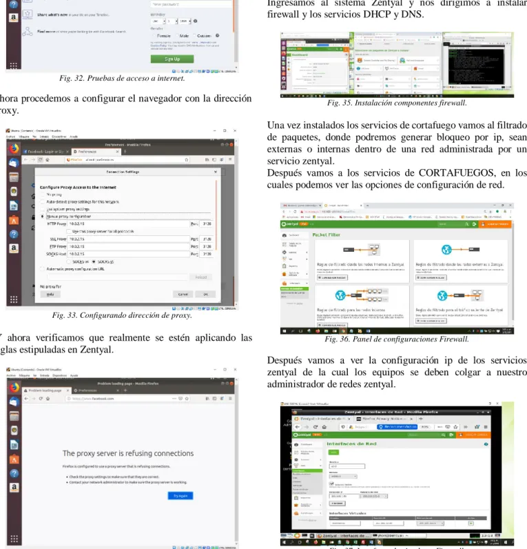 Fig. 33. Configurando dirección de proxy. 