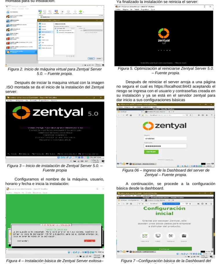 Figura 4 – Instalación básica de Zentyal Server exitosa– 