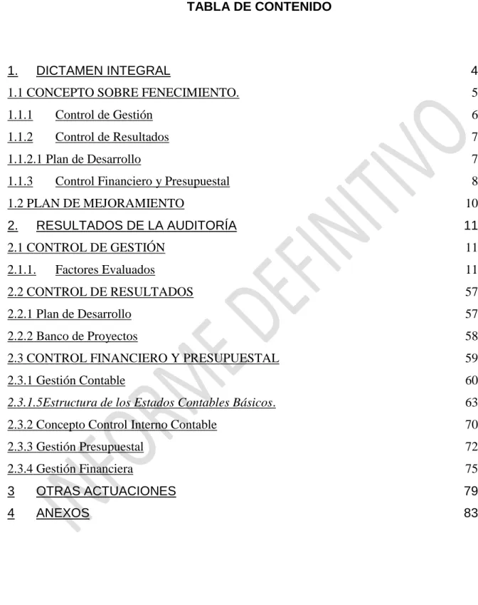 TABLA DE CONTENIDO 