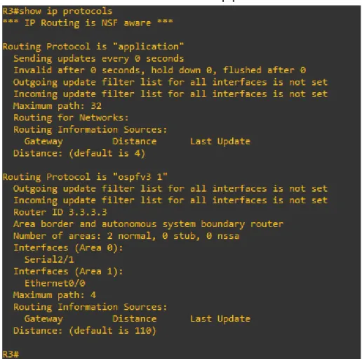 Ilustración 7. Muestra el comando Show ip protocols en R3. 